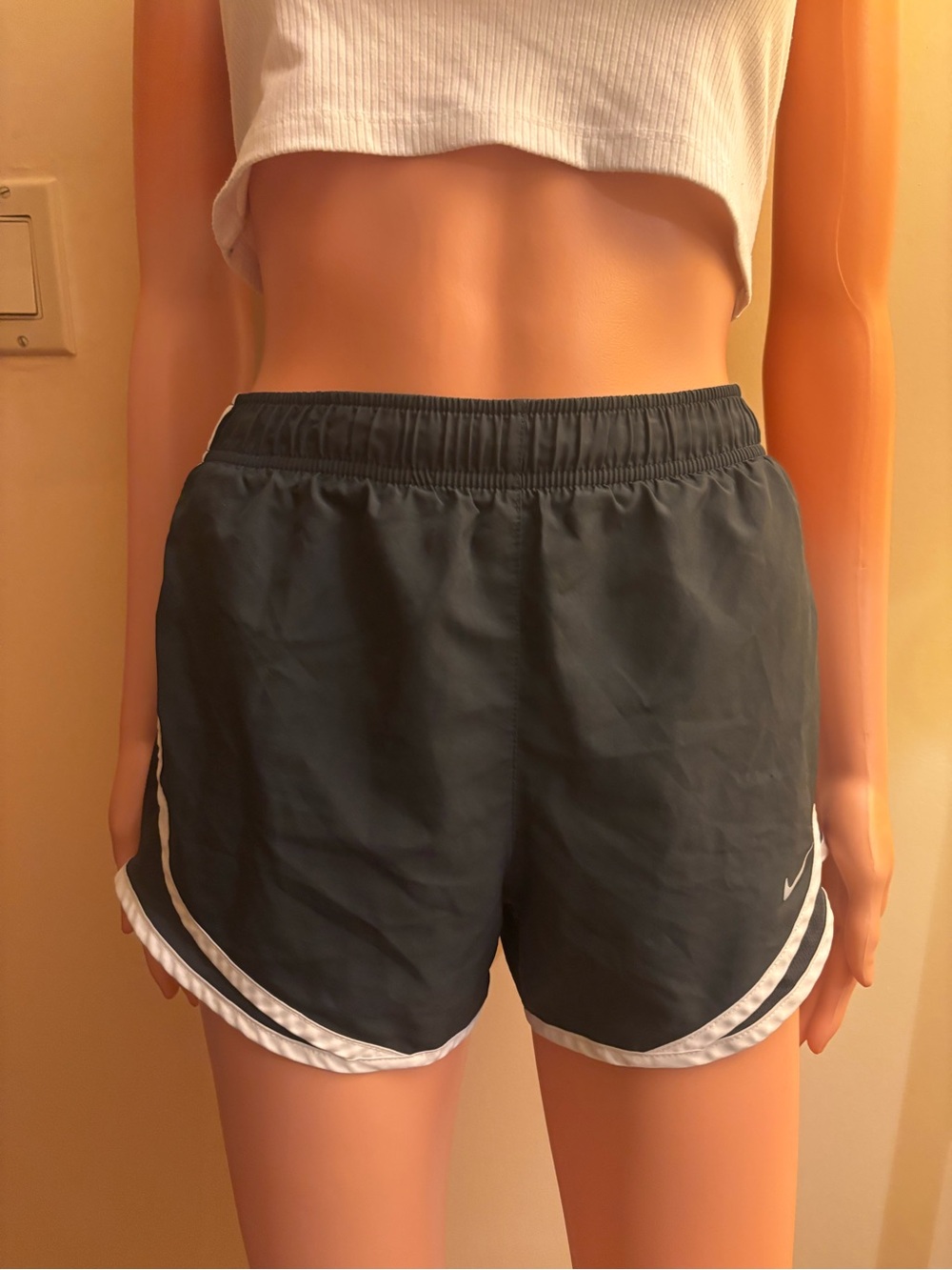 Nike Women's Dark Gray Athletic Shorts with White Trim